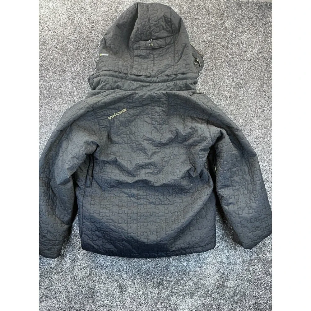 Volcom Thermonite Jacket Womens S Faux Puzzle Print Parka Hooded‎ Snow Black